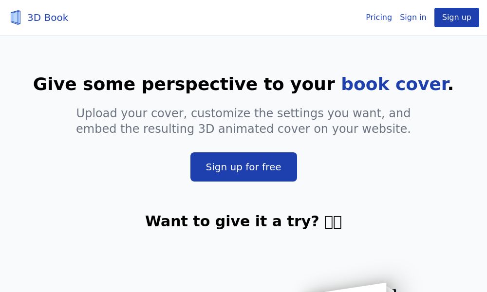 Screenshot of 3D Book Image CSS Generator