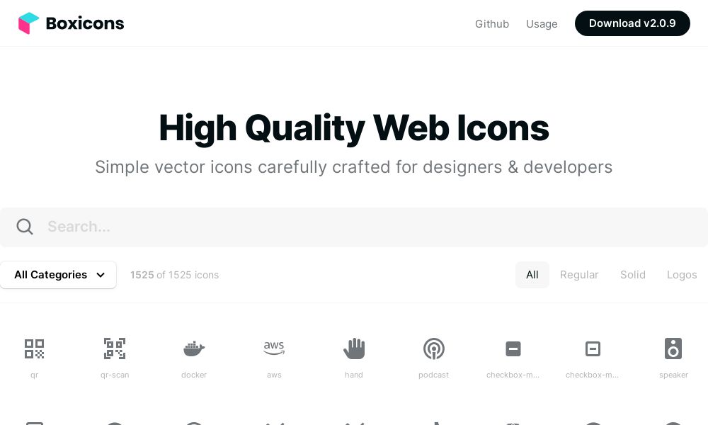 Screenshot of Boxicons