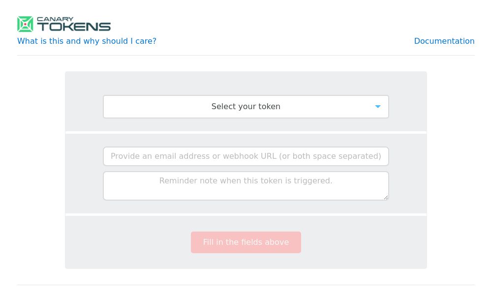 Screenshot of Canarytokens