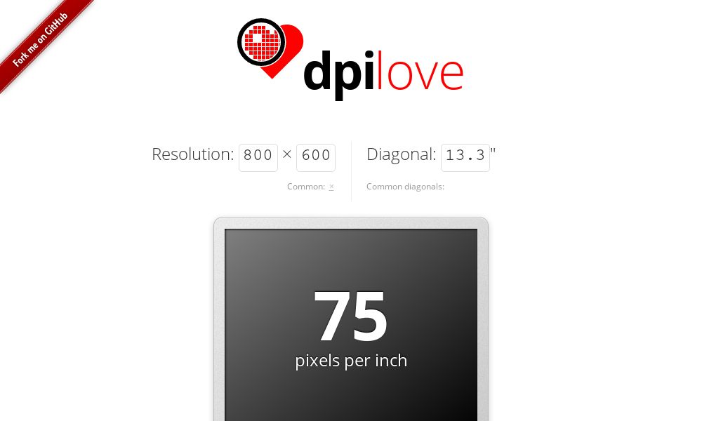 Screenshot of dpilove