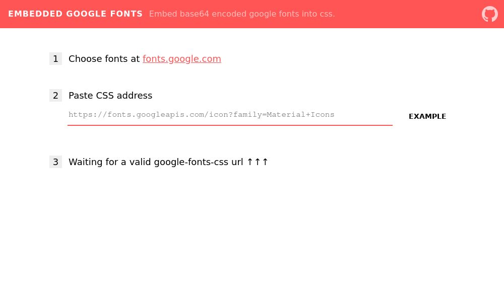 Screenshot of Embedded Google Fonts