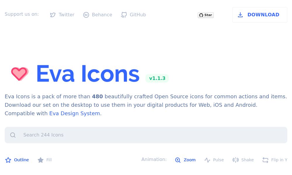 Screenshot of Eva Icons