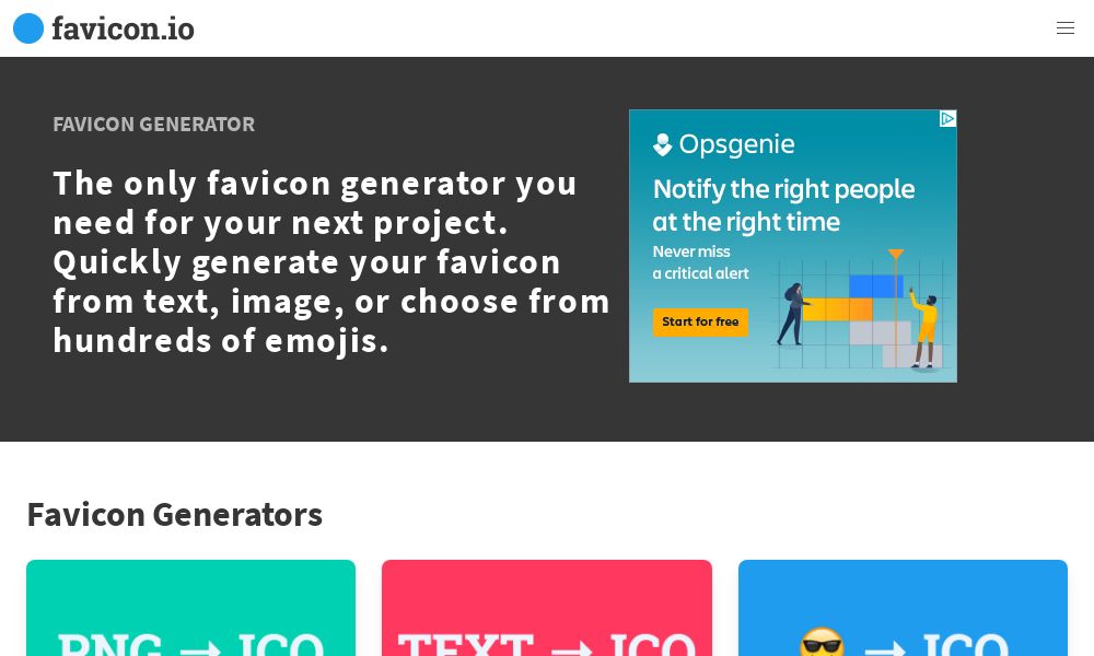 Screenshot of favicon.io