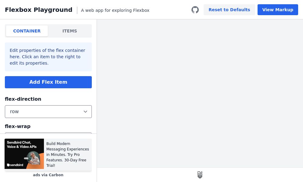 Screenshot of Flexbox Playground