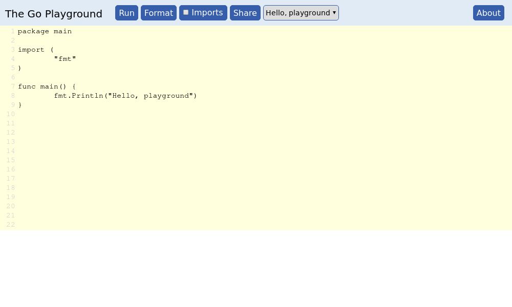 Screenshot of Go Playground