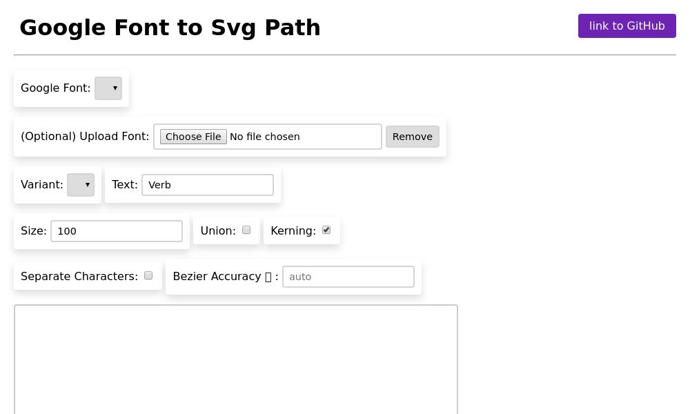 Screenshot of Google font to SVG path