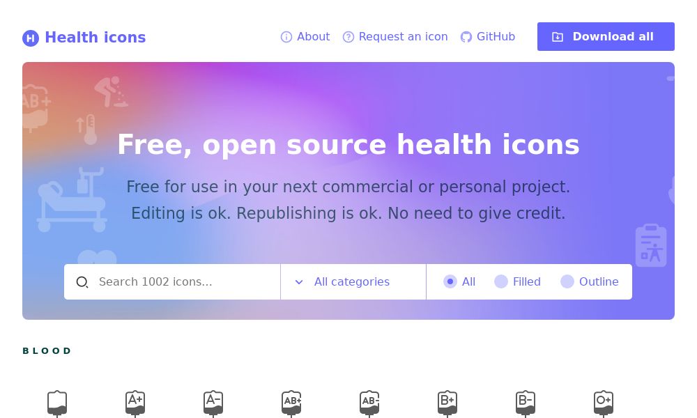 Screenshot of Health Icons