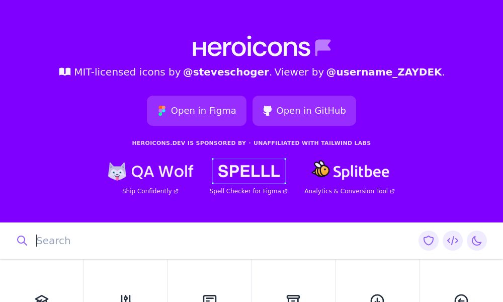 Screenshot of Heroicons