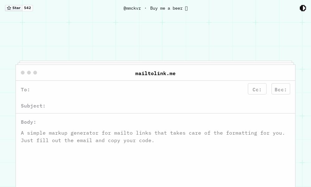 Screenshot of mailtolink.me