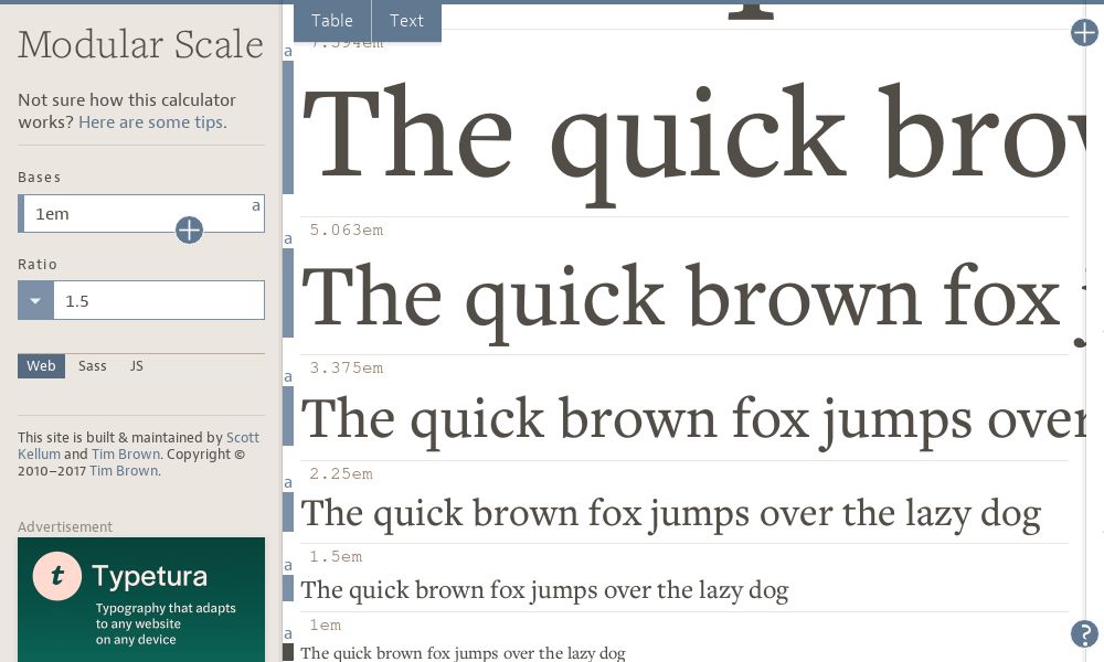 Screenshot of Modular Scale