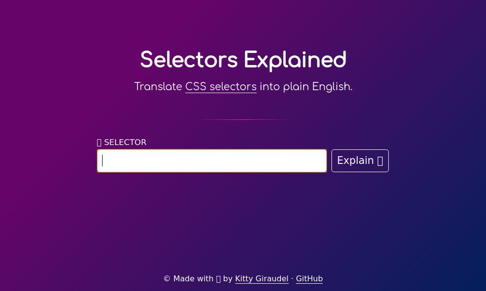 Screenshot of Selectors Explained