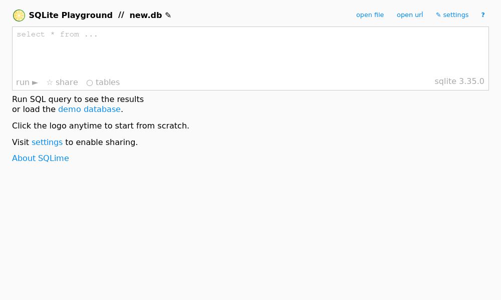 Screenshot of SQLime