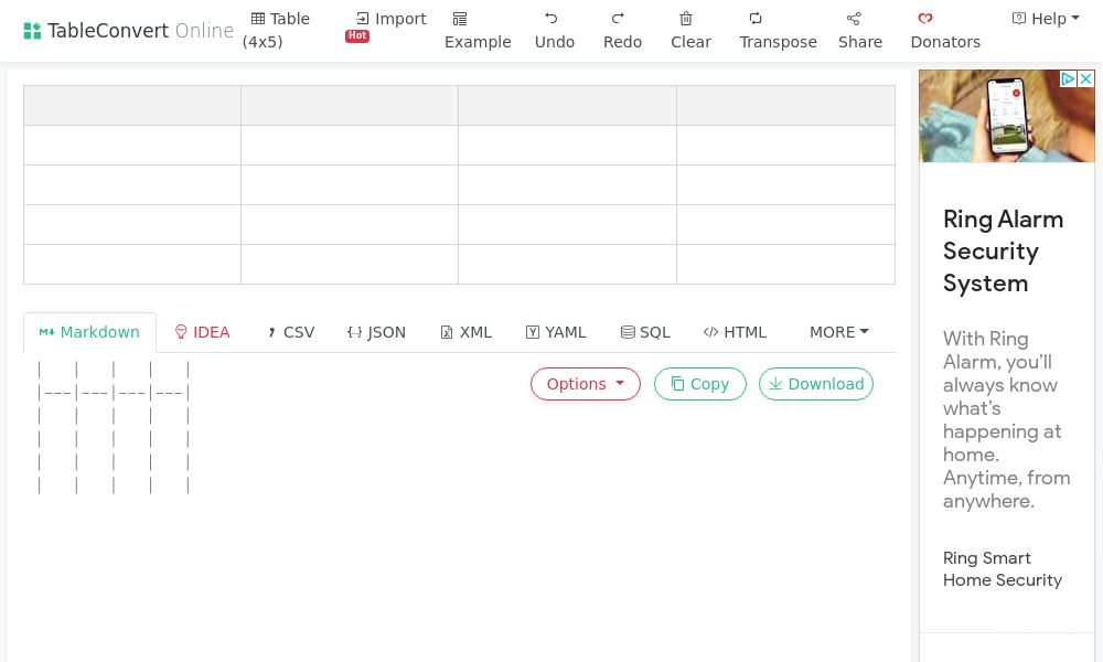 Screenshot of TableConvert