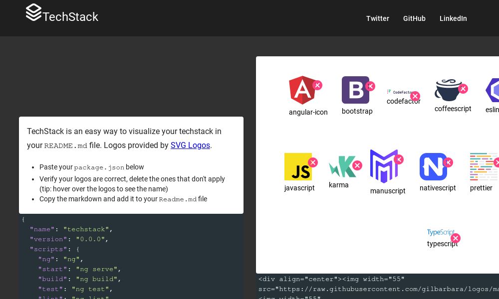 Screenshot of TechStack