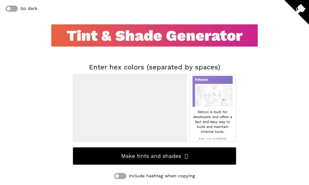 Screenshot of Tint & Shade Generator