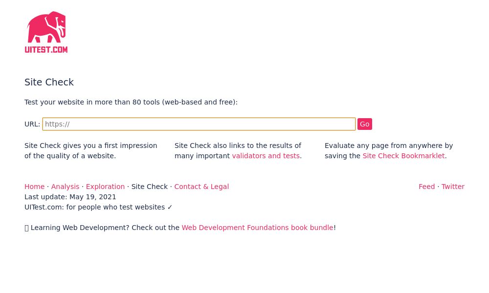 Screenshot of UITest.com Site Check