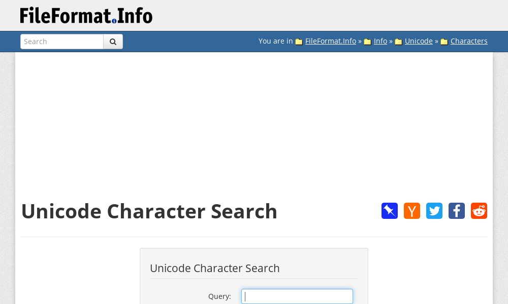 Screenshot of Unicode Character Search