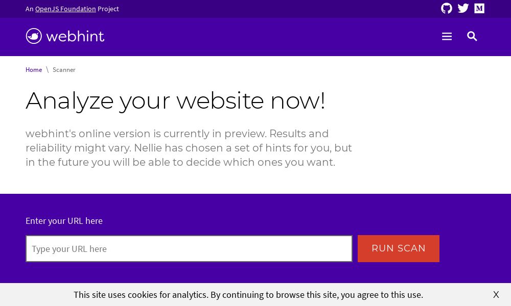 Screenshot of webhint